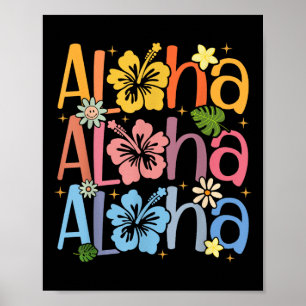 Poster Férias de Verão Cuta Aloha Havaiana Shaka Hibiscus