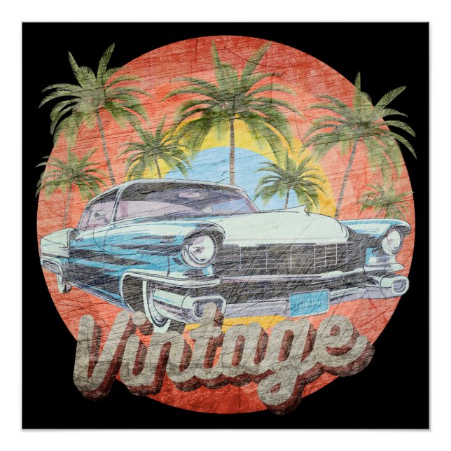 Pôster Férias de Verão de Carro Antigo Rústico (Frente)