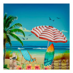 Pôster Férias de verão na praia, Relaxação