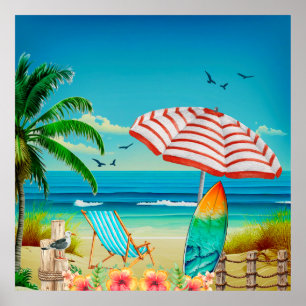 Poster Férias de verão na praia, Relaxamento