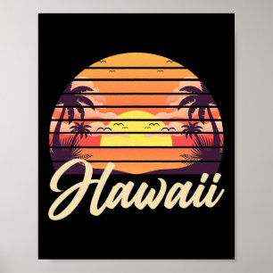 Poster Férias de Verão Tropicais Havaianas Aloha Hi Retro