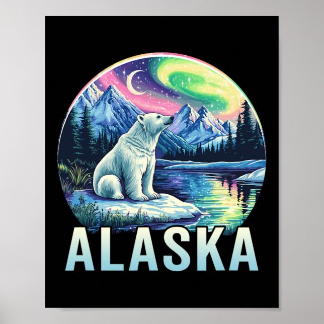 Poster Férias de visualização da aurora boreal do Alasca (Frente)
