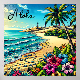 Poster Férias do Oceano Tropical Aloha