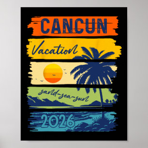 Poster Férias em Cancun 2026 Mar Areia Praia Viagem de Ve