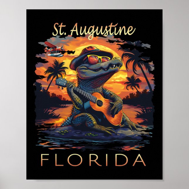 Poster Férias em St. Augustine Flórida Jacaré Fofo  (Frente)