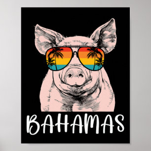 Poster Férias Familiares Retro Bahamas Porcos Bahamas Sou