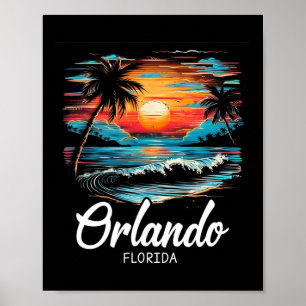 Poster Férias Familiares Retro Sunset Florida Orlando