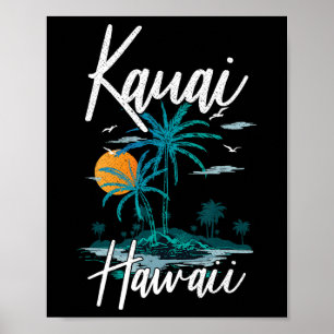 Poster Férias Familiares Retro Sunset Hawaii Kauai