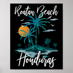 Poster Férias Familiares Retro Sunset Honduras Roatan Bea