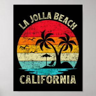 Poster Férias Familiares Vintage Retro California La Joll