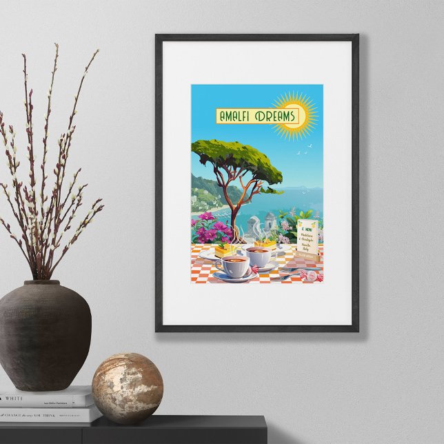 Poster Férias Ilustradas Editáveis Da Costa Do Amalfi Ita (Criador carregado)