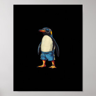 Poster Férias Na Piscina Com Este Pinguim Divertido De Ma