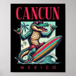 Poster Férias na Praia de Crocodilo de Surf no Cancun Méx