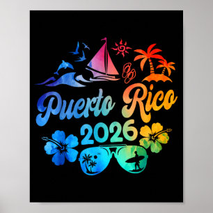 Poster Férias Porto Rico 2026 Praia Tie Dye Viagem Verão