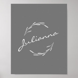 Poster Ferida Botânica Elegante em Cinzas Personalizada