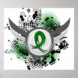 Pôster Ferimento Traumático do Cérebro TBI da Grunge Ribb