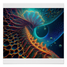 Pôster Fern Dourado E Azul