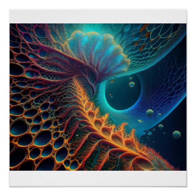 Pôster Fern Dourado E Azul (Frente)