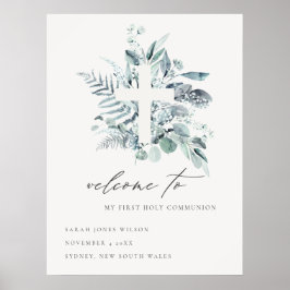 Poster Fern Foliage Cross First Santa Comunhão de Boas-vi