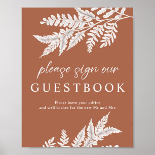 Poster Fern Símbolo de Livro Convidado para Casamento d