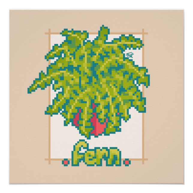 Pôster Fern, varen, Pixel Art (Frente)