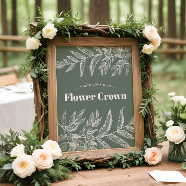 Poster Fern Woodland Flower Crown Station Sinal (Criador carregado)