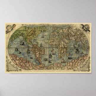 Poster Fernando Bertelli 1565 Mapa do Mundo
