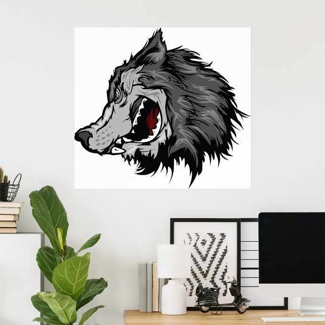 Poster Feroz Wolf Head Bold Wild Animal (Criador carregado)
