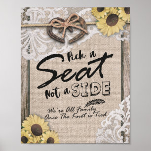 Pôster Ferraduras Rústicas Escolha um Assento Não um Lado