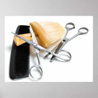 Pôster Ferramenta antiga do cabeleireiro