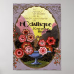 Poster Ferramenta de etiquetas Odalisque Art Deco<br><div class="desc">Adorável etiqueta de arte nouveau em lavanda e outras cores primavera. Perfume,  colônia,  água da sanita.</div>