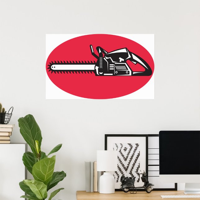 Poster Ferramenta de registro Lumberjack Bold Chainsaw (Criador carregado)