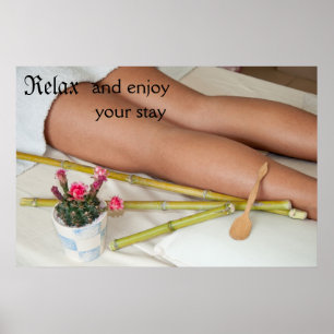 Pôster Ferramentas de bambu da massagem ao lado dos pés