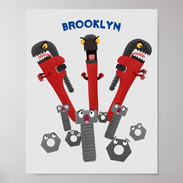 Poster Ferramentas engraçadas de monstro de wrench (Frente)