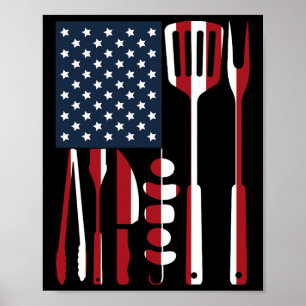 Poster Ferramentas engraçadas para grelhar churrasco fuma