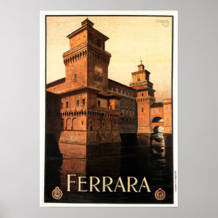Poster FERRARA NORTH ITALY Holiday Tour Viagens vintage