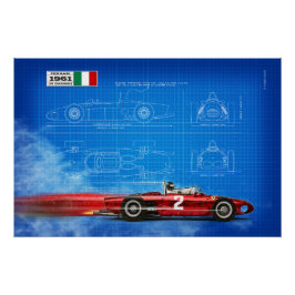Pôster Ferrari 156 Sharknose Blueprint