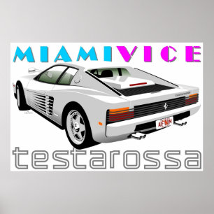 Poster Ferrari Testarossa, Vice de Miami