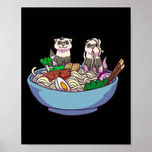 Poster Ferret Ramen Noodles Anime Kawaii Japonês Otaku G
