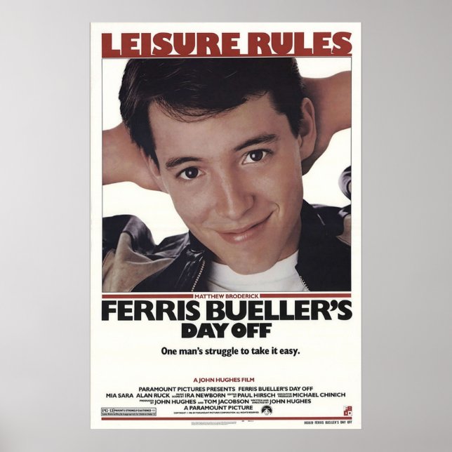 Poster Ferris Bueller Day Off 1986 leisure rules (Frente)