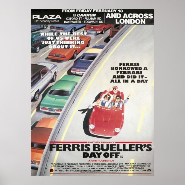 Poster Ferris Bueller Day Off 1986 London Advance Bus Rua (Frente)
