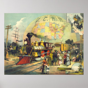 Poster Ferrovia Central de Illinois 1882