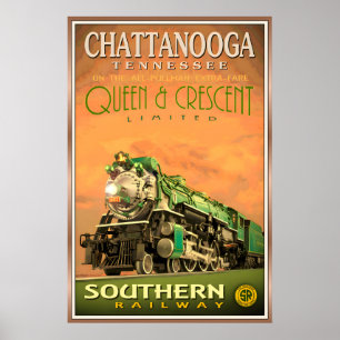 Poster Ferrovia Limitada Chattanooga QUEEN & CRESCENT