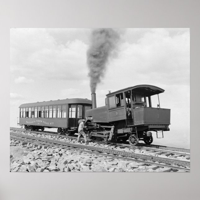 Pôster Ferrovia Pikes Peak, 1900. Foto Antiga (Frente)