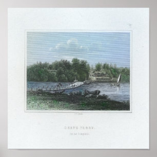 Poster Ferry de Cinza do Rio Schuylkill, ponte flutuante