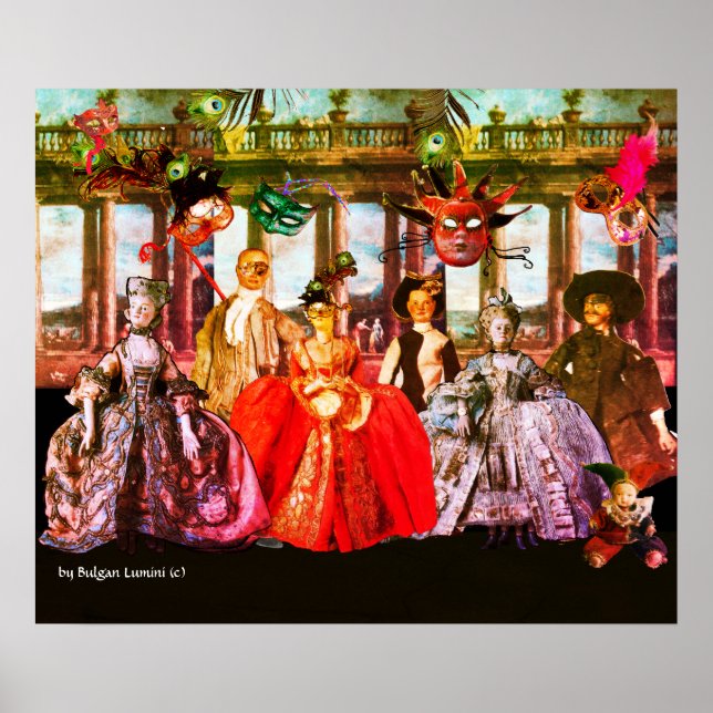 PÔSTER FESTA ANTIQUA ITALIANA DE COSTUME MASCARADA DE BOM (Frente)