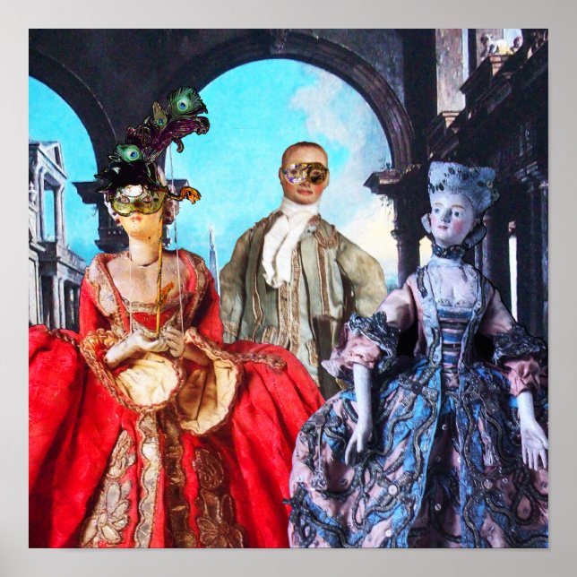 PÔSTER FESTA ANTIQUA ITALIANA DE COSTUME MASCARADA DE BOM (Frente)