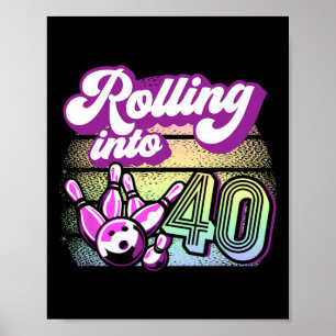 Poster Festa boliche A Passar Para 40 Boliches Aniversári