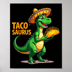 Poster Festa Cinco De Mayo T-rex Sombrero Tacosaurus Din