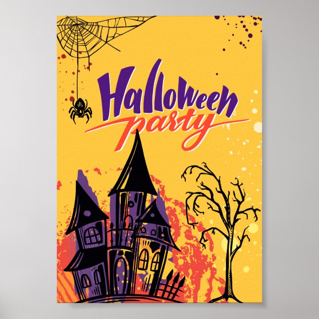 Poster Festa Colorida Abstrata de Halloween (Frente)